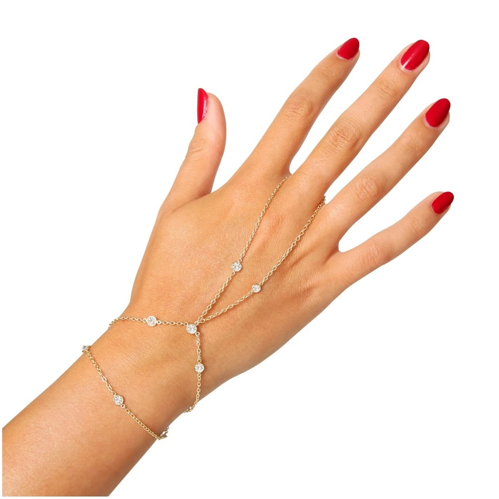 Jessica Simpson Fashion Gold Tone Metal Hand Chain Jewelry